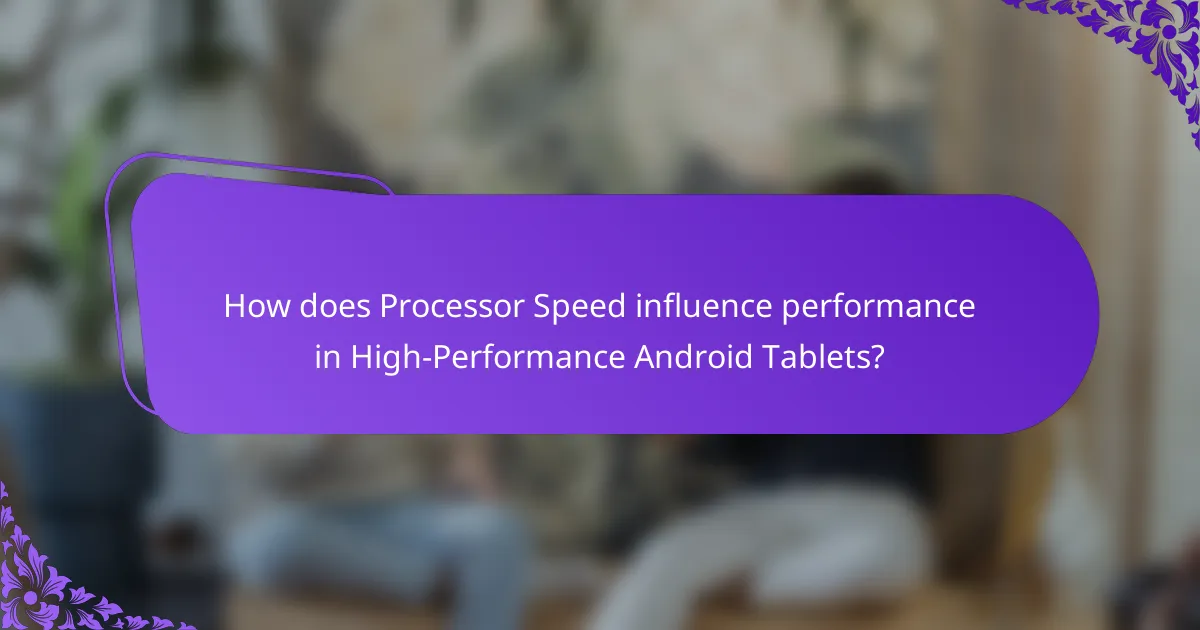 How does Processor Speed influence performance in High-Performance Android Tablets?