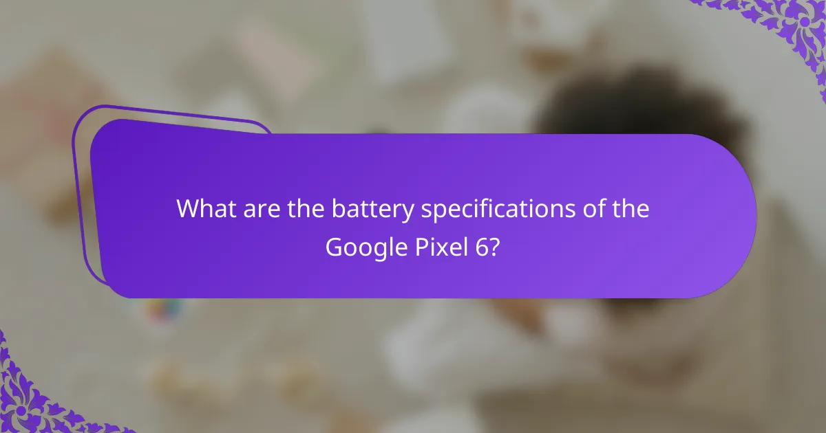 What are the battery specifications of the Google Pixel 6?