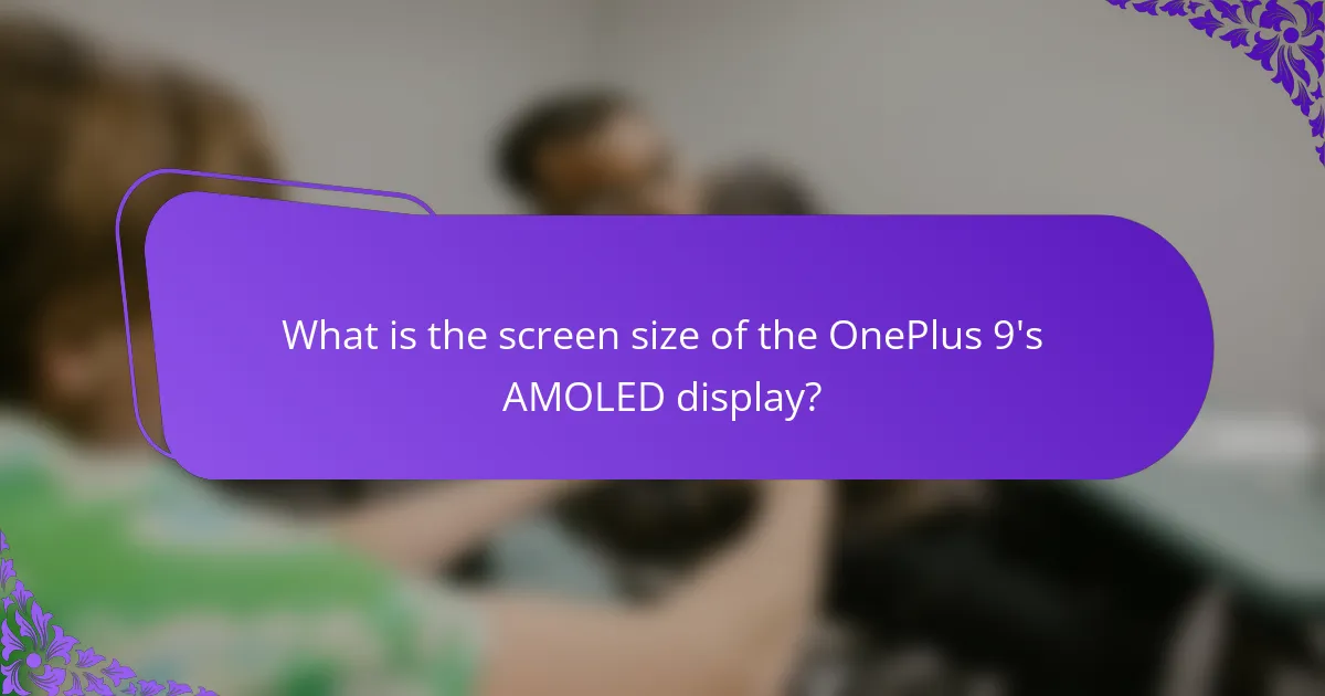 What is the screen size of the OnePlus 9's AMOLED display?